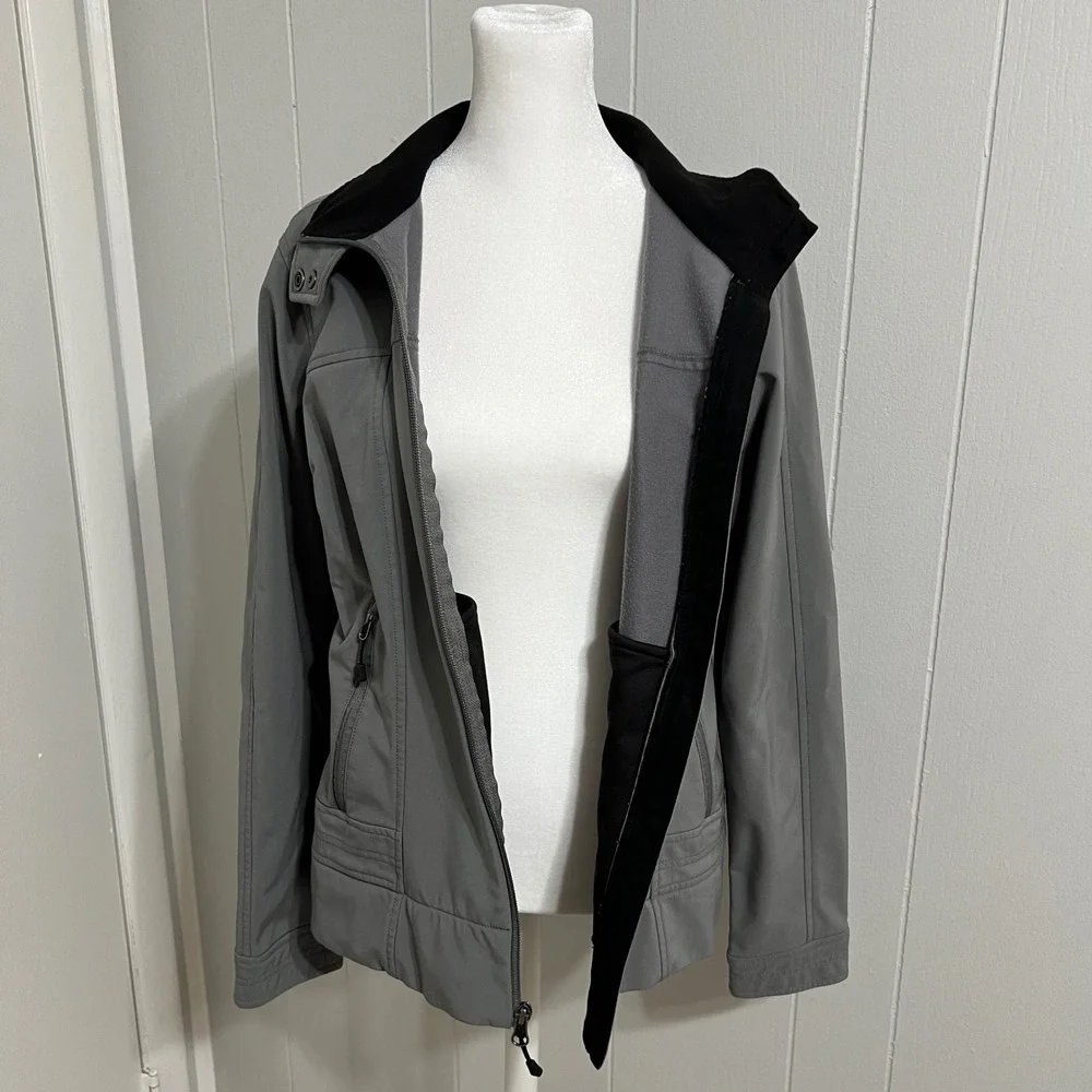 The North Face Softshell Jacket Women's M Gray Zip Up Water Resistant Apex‎